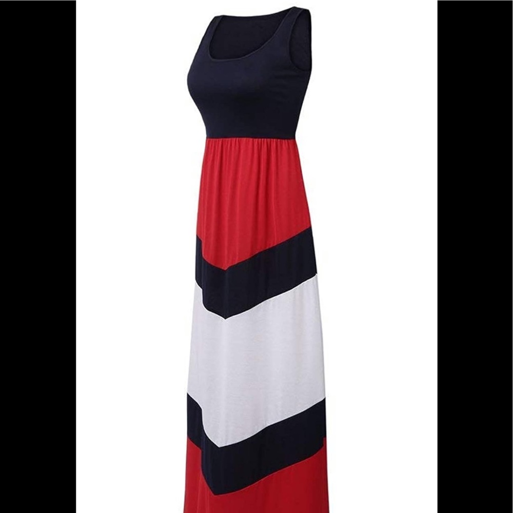 Maxi Chevron Summer Boho Floral Tank Dress